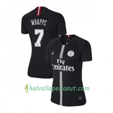 Jalkapallo Pelipaidat Paris Saint Germain Mbappe 7 Jodan Musta Naisten 3 Paita 2018-2019 Lyhythihainen